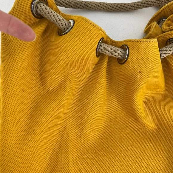 Michael Kors Marina Mustard Yellow Large Canvas Tote Handbag Rope Handle Hobo - Picture 5 of 16